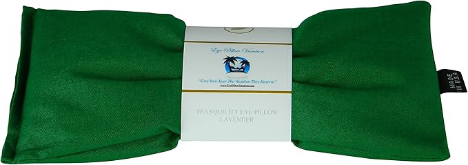 Lavender Eye Pillow - Migraine, Stress & Anxiety Relief - #1 Stress Relief Gifts for Women - Made in The USA, Organic Flax Seed Filled! (Emerald Green - Organic Cotton)