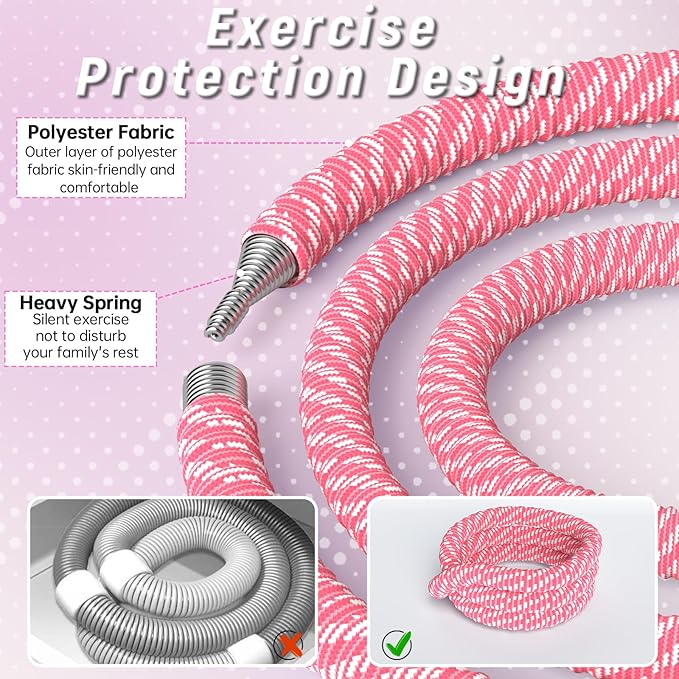 3.4/4.1/5 LBS Soft Spring Weighted Hoop for Adults, Quiet & Pinch-Proof Design, Portable Fitness Infinity Hoop with Body Tape Measure, Exercise Hoop for Core Workout