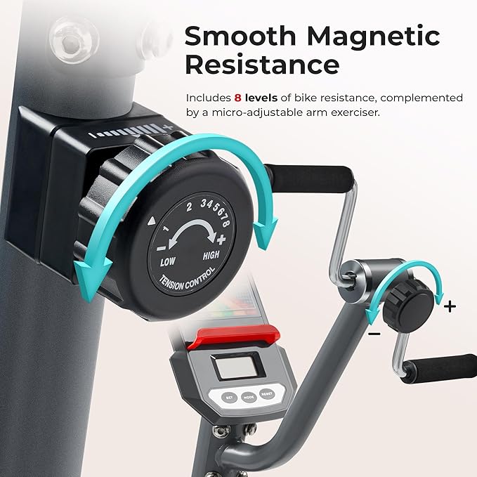 Sunny Health & Fitness Smart Magnetic Recumbent Bike, Home Cardio Trainer & Cycling Machine for Seniors, Free SunnyFit App Connection, Optional Hand Cycle, Resistance Bands, or Pulse Sensors