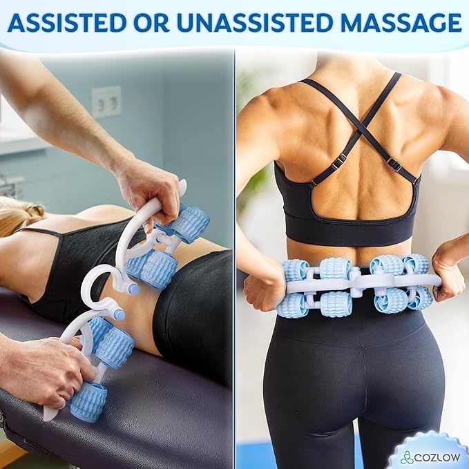 COZLOW Leg Massage Roller - Adjustable Arm Belly Massager Roller Stick to Reduce Cellulite Appearance - Deep Tissue Myofascial Release Tool - Lymphatic Drainage Massaging Tool