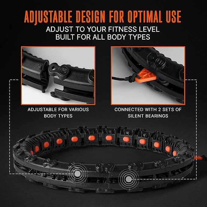 SQUATZ Exercise Hula Hoop for Adults Weight Loss - Weighted Hula Hoop for Workout, Adjustable & Detachable Weighted Hula-Hoop
