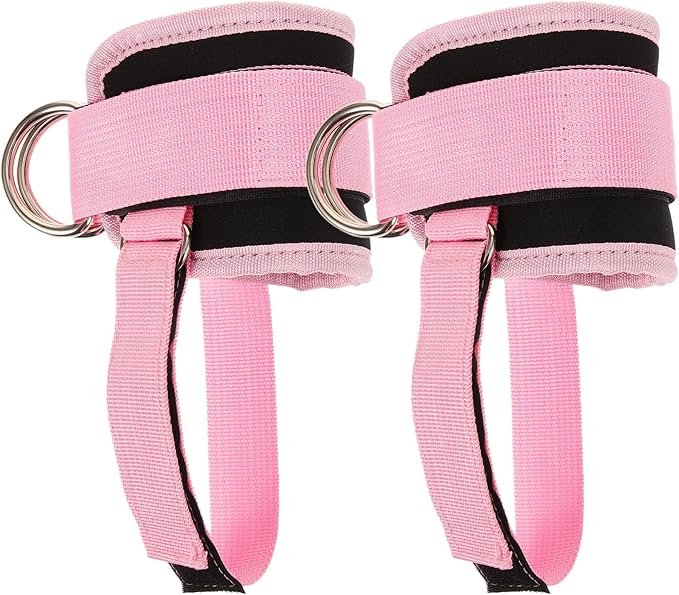 PRETYZOOM Ankle Bind Straps for Cable Machine Workout, 2pcs Pink Adjustable Hook and Loop Attachments for Leg Strength Training and Glute Exercises in Home Gym