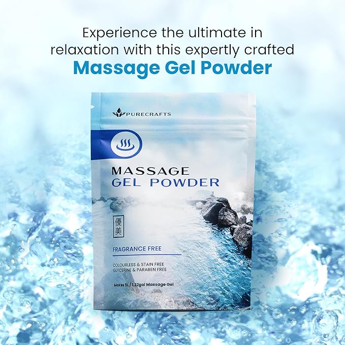 Massage Gel Powder 50g | Fragrance Free | Made in Japan | Smooth and Slippery Gel for Wellness and Relaxation | 50g Makes 1.32 Gallons/ 5 litres | Just Add Water