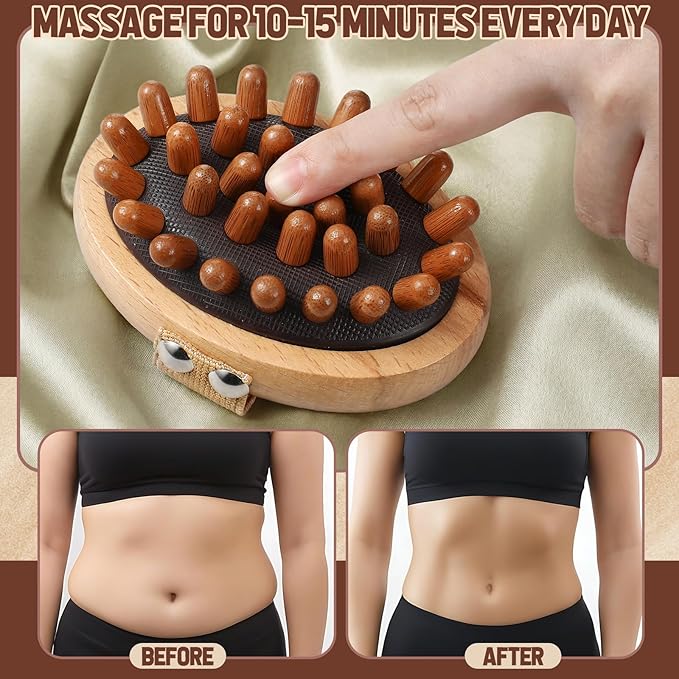 Wooden Meridian Massage Body Brush for Cellulite Remover, Cellulite Lymphatic Drainage Massager for Body Shaping