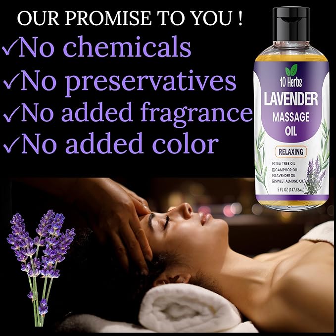 10 Herbs Lavender Sensual Massage Oil for Couples, Date Night, Relaxing.