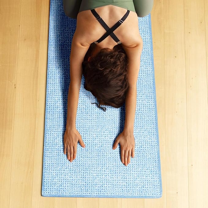 Hot Yoga Towel,Microfiber Yoga Mat Towels Non Slip for Hot Yoga Absorbent Microfiber Sweat Anti-Slip Cover,Bikram,Pilates,Exercise,Fitness 24 inch X 72 inch Blue 2 Pack