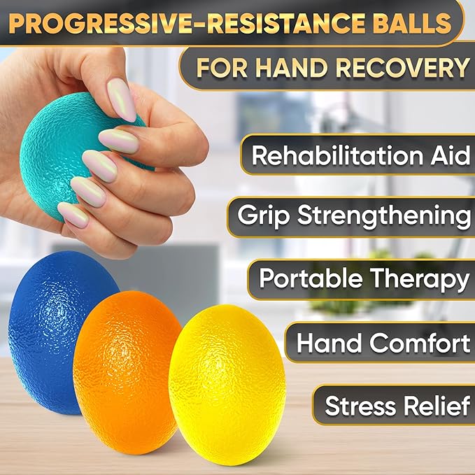 4 Pcs Squeeze Balls for Hand Therapy - 4 Resistance Levels Hand Exercise Balls for Arthritis, Pleasant to Touch & Lightweight - Physical Therapy Ball for Recovery, Stress Relief, Grip Strength, Focus