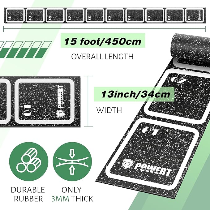 Rubber Agility Ladder 15 ft Non-Slip Rubber Speed Agility Training Ladder Pad for Soccer Football Footwork Training Equipment for Fitness Boxing Sports Quick Exercise Gym Workout