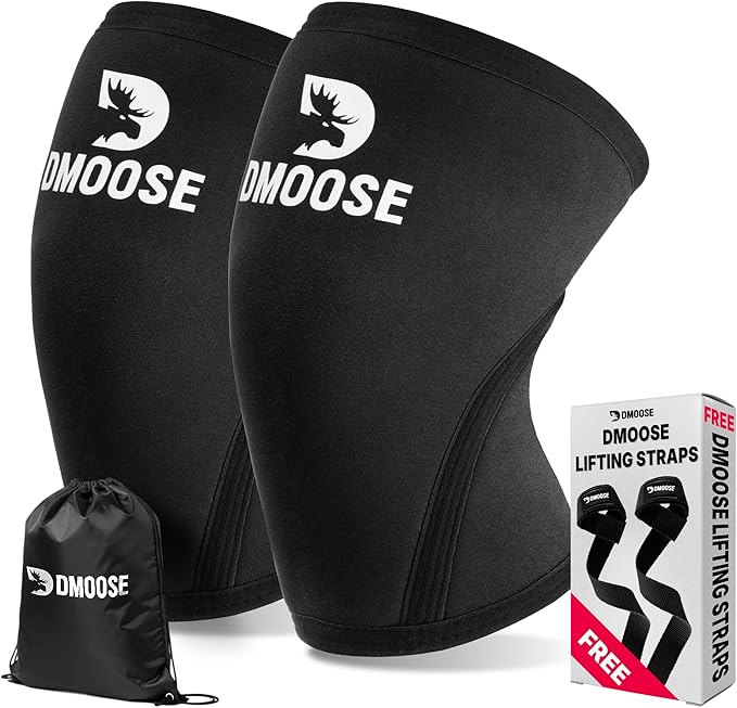 DMoose Fitness Knee Sleeves for Weightlifting (Pair) 78” Knee Wraps for Joint Support, Squats & Powerlifting - Gym Brace Straps for Joint Stability & Pain Relief, USPA & IPL Approved for Men and Women