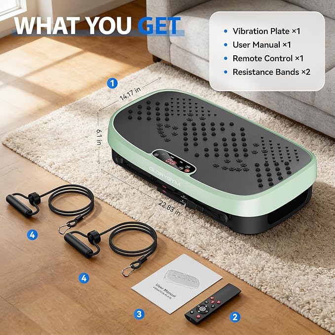Vibration Plate Exercise Machine - 120 Levels, 350lb Capacity, Quiet Motor with Remote Control for Home Fitness & Weight Loss