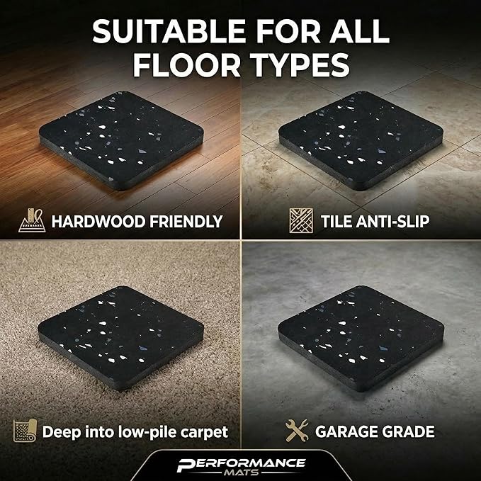 6 Packs 3.94" x 3.94" x 0.6" Treadmill Mat Pads for Walking pad, Exercise Bike,Exercise Equipment, Noise Reduce & Shocking Absorbing Rubber & Eva Mat for Protect Floors Black