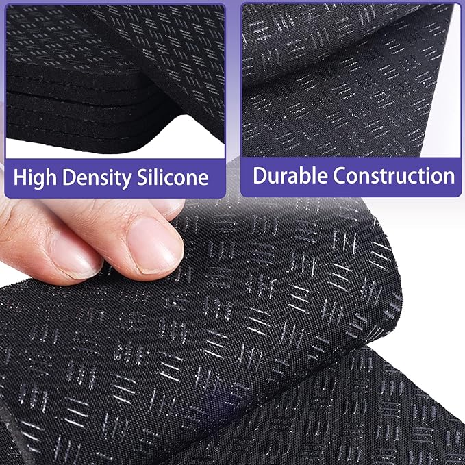 6pcs Treadmill Mat Pads, 4x4 Inch High Density Silicone Treadmill Mat for Carpet Floors Double-Sided Anti-Slip Exercise Equipment Mat Treadmill Vibration Pads for Most Fitness Equipment