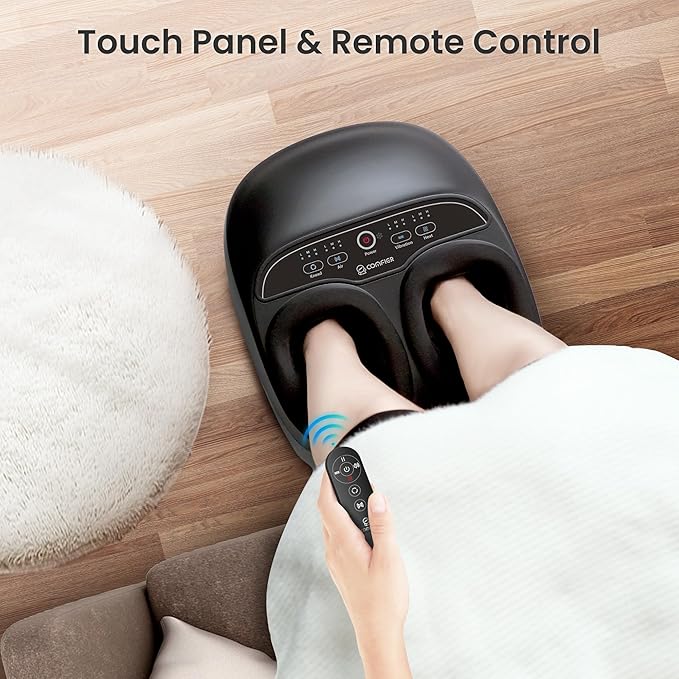 COMFIER Shiatsu Foot Massager with Heat,Feet Massager Machine for Plantar Fasciitis Neuropathy, Gifts for Him/Her, Remote Control,Pause Function,UP to Men Size 13, Foot Massage