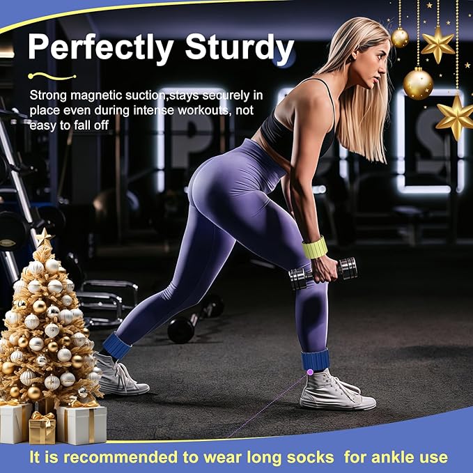 2025 Upgraded Magnetic Ankle Weights for Women, Wrist Weights,Silicone (Waterproof), Non-Slip, Easy Wear, Adjustable (Men & Women), Ideal for Jogging/Yoga/Pilates & More, Great Gift.（2 Pack）