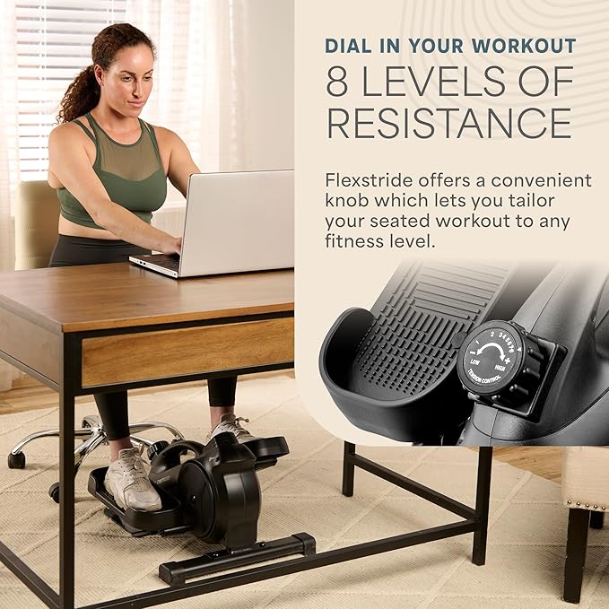 Lifepro Portable Under Desk Elliptical Exercise Machine - Motorized Pedal Exerciser for Home Workouts, Muscle Toning, Energy Boost - Mini Foot & Leg Exerciser with Fitness App