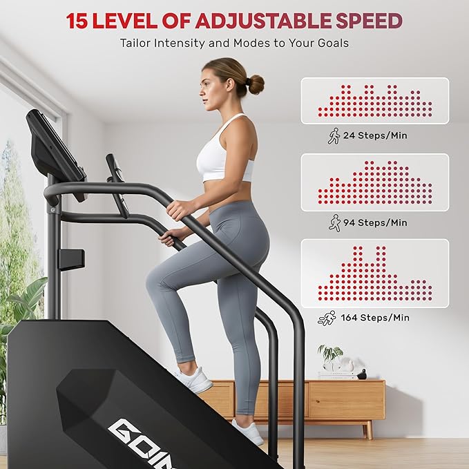 T1 Stair Stepper Machine, 550Lbs Commercial Grade Stair Climber for Home with 15 Resistance Level and LED Screen, Stepmill Exercise Machine for Full Body Workouts, 24-164 Steps/Min
