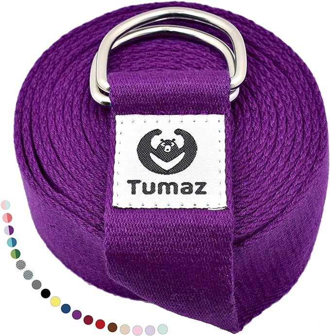 Tumaz Yoga Strap/Stretch Bands [15+ Colors, 6/8/10 Feet Options] with Extra Safe Adjustable D-Ring Buckle, Durable and Comfy Delicate Texture - Best for Daily Stretching, Physical Therapy, Fitness