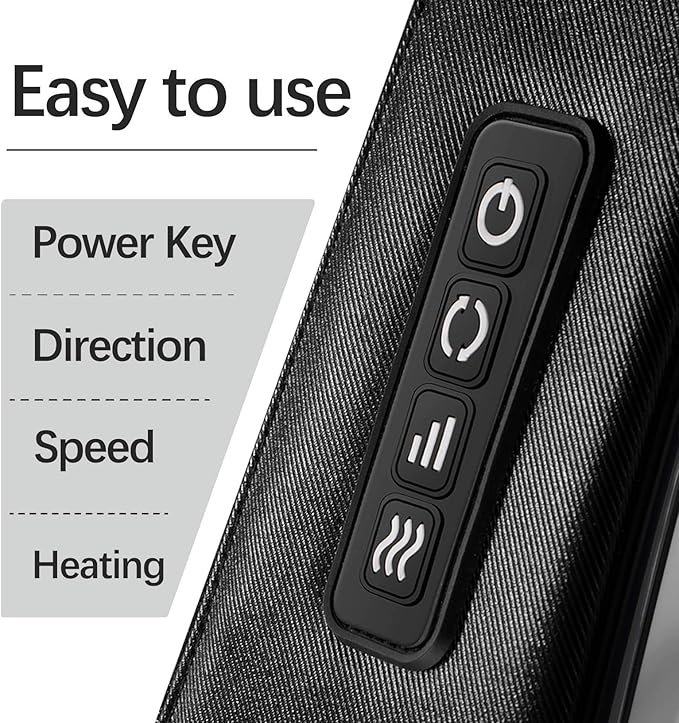 Mirakel Shiatsu Neck & Back Massager with Heat - Deep Tissue Neck, Back & Shoulder Pain Relief - Ergonomic Design Shoulder Massager, Electric Kneading Whole Body Massage Pillow Gifts for Women, Men