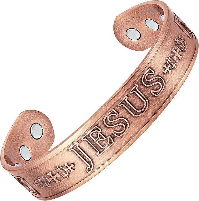 Willis Judd JESUS Men's Pure Copper Magnetic Adjustable Bracelet Bangle
