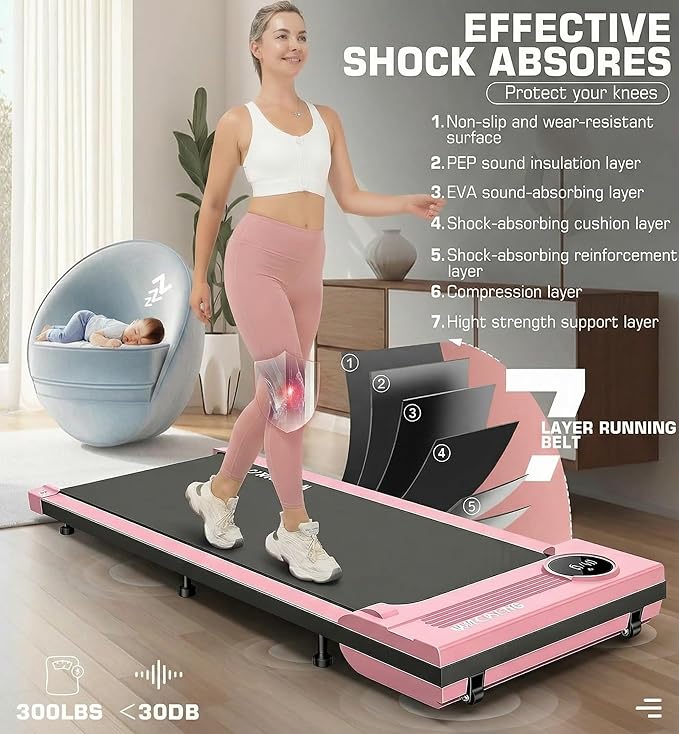 ANCHEER Walking Pads, 2 in 1 Under Desk Treadmill 2.5HP Compact Running Machine with Remote Control, 300lbs Weight Capacity for Home/Gym/Office,Ultra-Quiet, Installation-Free