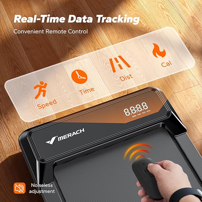 MERACH Walking Pad, Under Desk Treadmill, Portable Mini Treadmills for Home, Seamless One-Piece Molding Design, 265LBS Walkpad with Remote Control, APP, LED Display