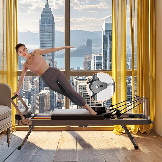 Pilates Reformer, Pilates Exercise Equipment, Foldable Home Workout Equipment for Home or Studio,Yoga Studio Same Commercial Fitness Equipment