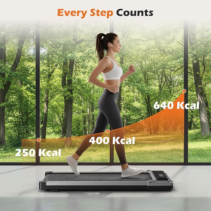 Sweetcrispy Compact Armless Treadmill for Small Spaces, Quiet Under-Desk Walking Pad, Slim & Portable Design for Home Office Workouts, Ideal for Apartments and Work-from-Home Fitness, Light Silver