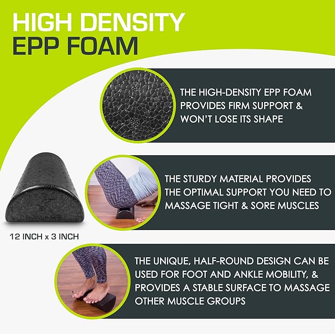 ProsourceFit High Density Foam Rollers - inches long. Firm Full Body Athletic Massager for Back Stretching, Yoga, Pilates, Post Workout Trigger Point Release