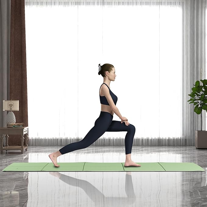 Readaeer Foldable Yoga Mat for Travel Folding Yoga Mat 6mm Thick with Carrying Bag, Non-Slip TPE Exercise Pilates Mat for 72" L x 24" W x 0.24 Inch