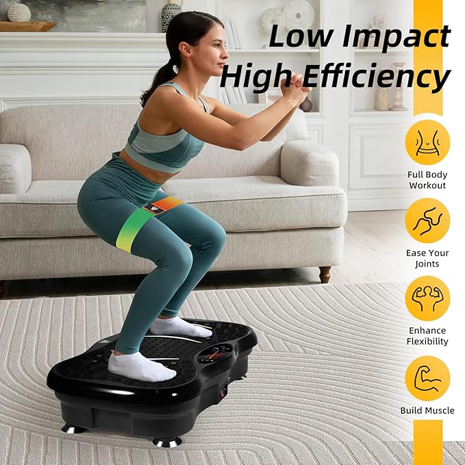 Himaly Vibration Plate Machine, Vibration Fitness Trainer with Bluetooth Speaker, 5 Program Modes, 2 Resistance Bands, Home Exercise Equipment for Fitness Body Toning
