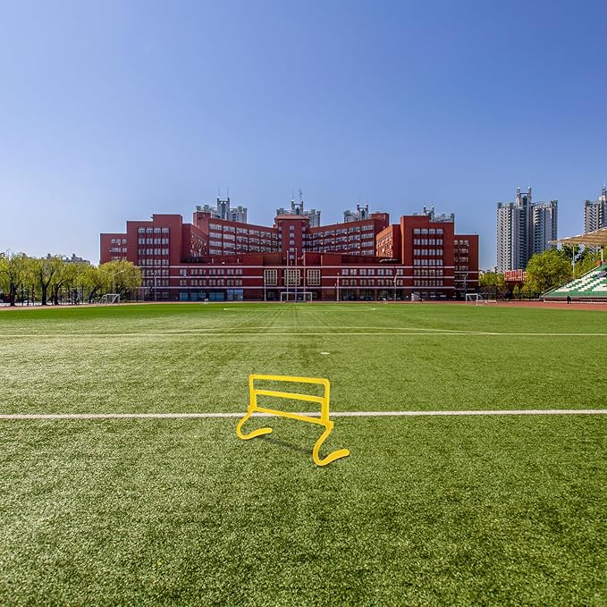 Adjustable Height Agility Speed Training Hurdles Set, Portable Foldable Football Soccer Drill Equipment for Athletes, Yellow Sprint and Jump Training Bars for Soccer and Basketball