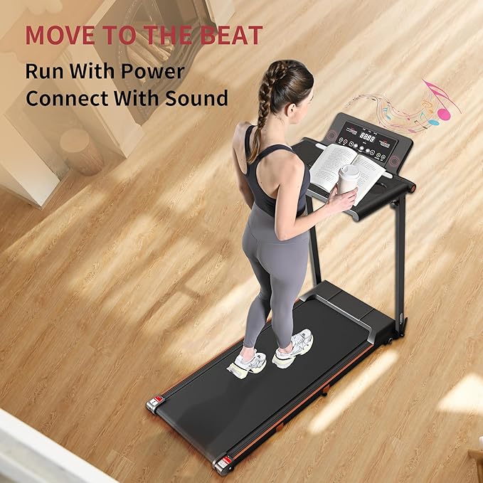 Foldable Treadmill with Incline Treadmill with Home Removable Desk Workstation 3 in 1 Folding Small Compact Walking Treadmills 300 Lbs Capacity for Home Office