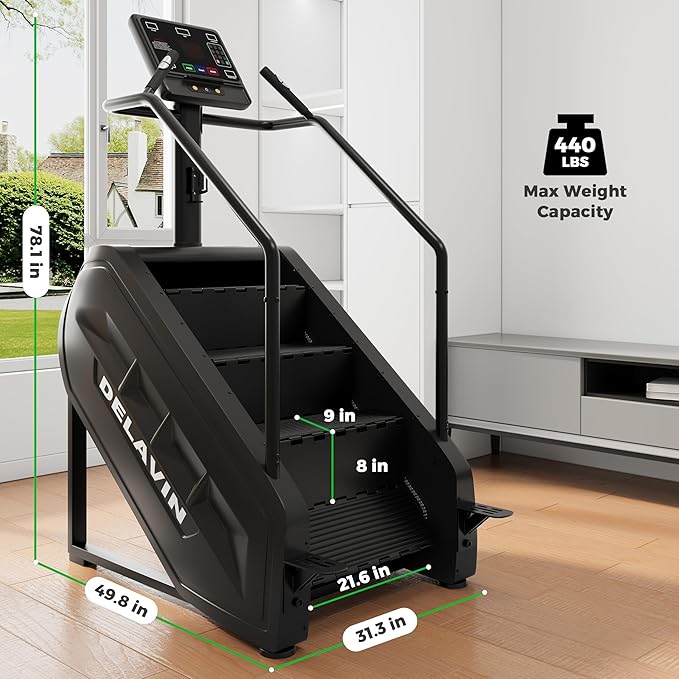 DELAVIN Stair Stepper with LED Screen, Commercial Grade Stepper Machine with 15 Speed Levels, Stepmill Exercise Machine with 440 LBS Capacity, Stair Climber for Cardio and Lower Body Workouts (FBA)