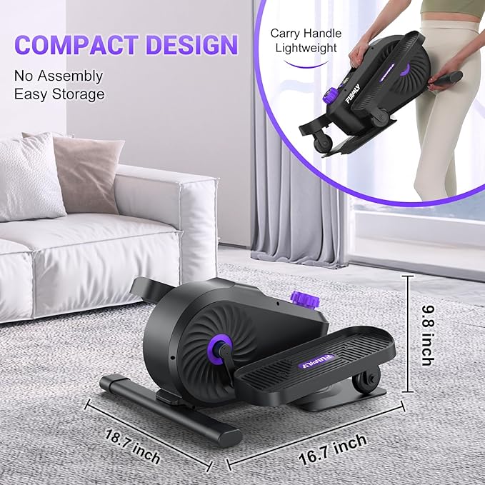 FUNMILY Under Desk Elliptical, Under Desk Bike Pedal Exerciser, Fully Assembled Leg Exerciser 2 in 1 Seated Standing Elliptical, Ultra-Quiet Mini Elliptical Machines for Home Office Use