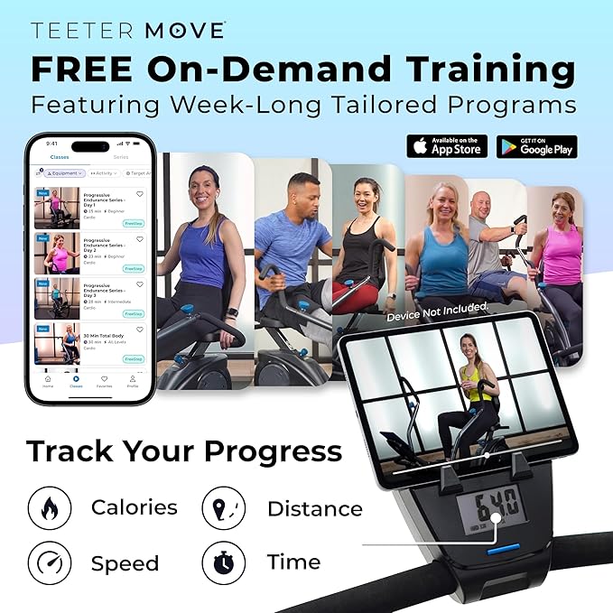 Teeter FreeStep Recumbent Cross Trainer Stepper, Zero-Impact Exercise Bike Alternative w/Patented Physical Therapy Stride, Up to 350lb, Free App w/Trainer Workouts (LT3+Mat Bundle)