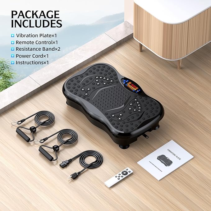 Vibration Plate Exercise Machine – Whole Body Workout for Weight Loss, Lymphatic Drainage & Muscle Recovery, Multiple Speeds with Bluetooth & Remote, Portable Shaker Board for Home Gym