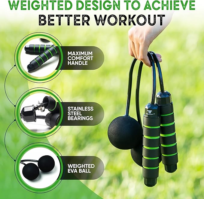 Bod Ropes Cordless Jump Rope Beachbody MBF - Adjustable Length Ropeless Jump Rope For Beachbody - Emulate Weighted Jumprope Indoors - Cordless Jumping Rope Great For Improving Fitness In Small Spaces