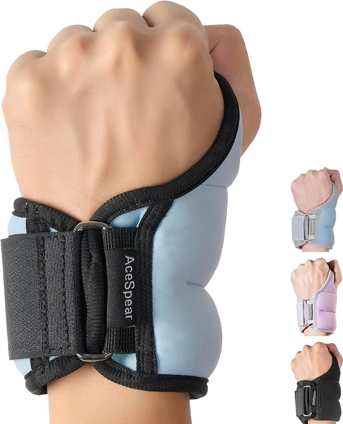 AceSpear Wrist Weights with Thumb Loops Lock for Men Women 1lb*2 2lbs*2 3lbs*2 Ankle Weights Weighted Gloves for Running Strength Training Walking Exercises