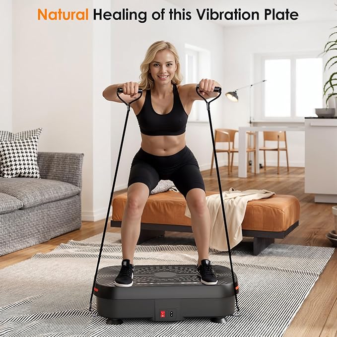 Vibrating Plate Exercise Machine, Vibration Plate for Lymphatic Drainage with Resistance Bands, 99 Speed Levels, Whole Body Shaker, for Weight Loss Fat Burner for Women Men