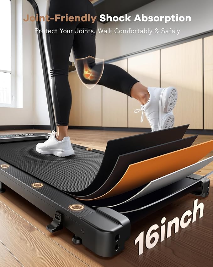 WELLFIT Incline Walking Pads with Handle Bar for Home Office Apartment, Small Under Desk Treadmills with Hiking Climbing Mode for Efficient Fat-Burn, Works for APPs/Mute Remote, 320 LBS Capacity