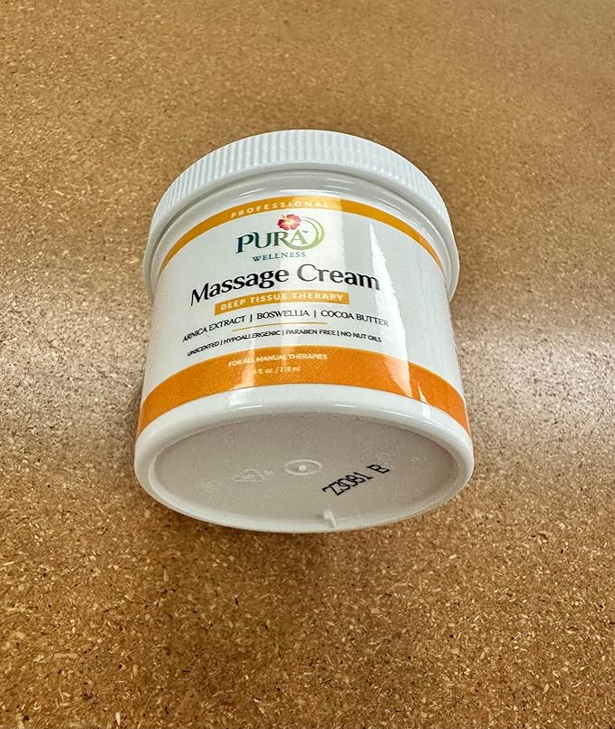 Deep Tissue Therapy 4 Fl oz Massage Cream, Professional, Massage Therapy, Unscented, Natural Ingredients, Skin Hydrating, Moisturizing, Muscle Relief, for Bruising, Recovery, Soothing