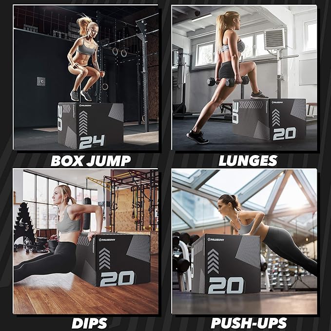 Philosophy Gym 3 in 1 Soft Foam Plyometric Box Jumping Plyo Box for Training and Conditioning