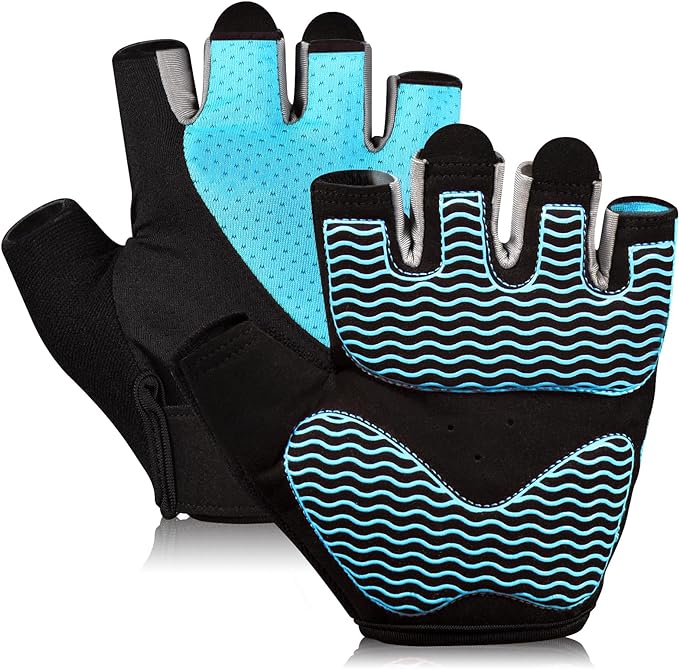 Workout Gloves for Women - Breathable Weight Lifting Gloves with Non-Slip Silicone Padding, Fingerless Gym Gloves for Cycling, Rowing, Pull Ups & Training (4 Sizes)