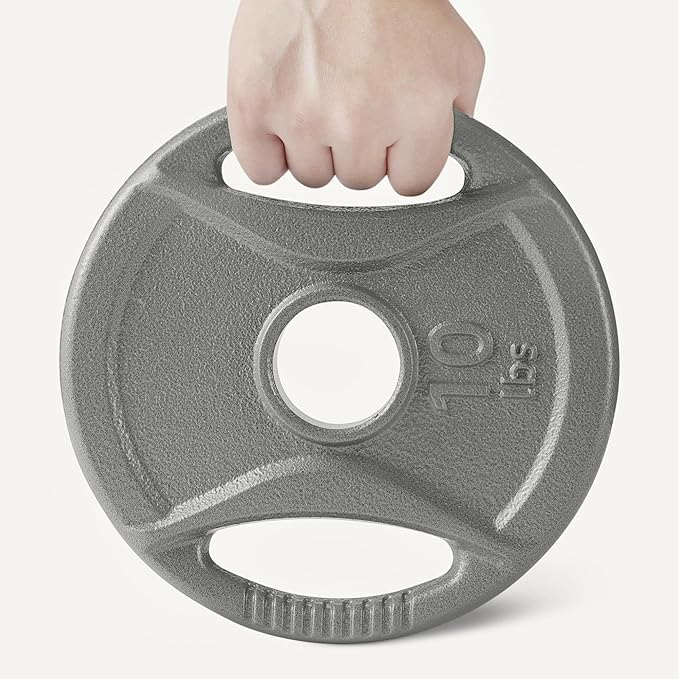 Amazon Basics 2-Inch Olympic Cast Iron Grip Weight Plates