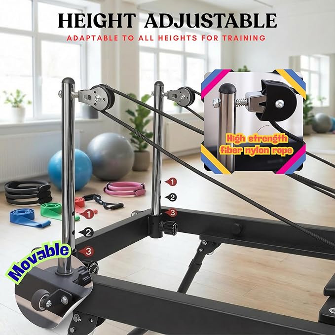 3.0PRO 93" Pilates Reformer NEW Patented Design, Foldable Pilates Machine with Yoga Ring Circle & Headrest, Jumpboard, Dual Resistance Springs, Pilates Equipment for Home Workout, up to 650 LBS