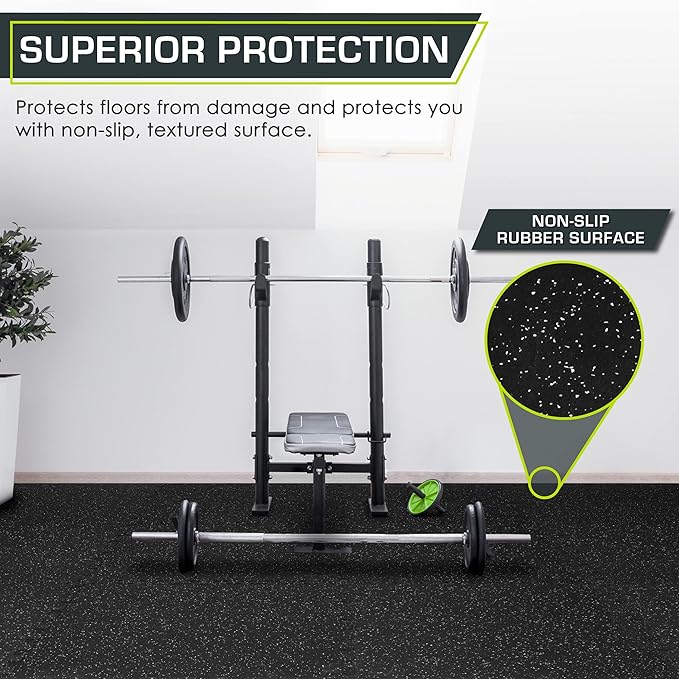 ProsourceFit Rubber Top Exercise Puzzle Mat ½-inch or ¾-inch, EVA Foam Interlocking Tiles for Home Gym Protective Flooring for Equipment and Workouts, Available in 24 SQ FT or 48 SQ FT