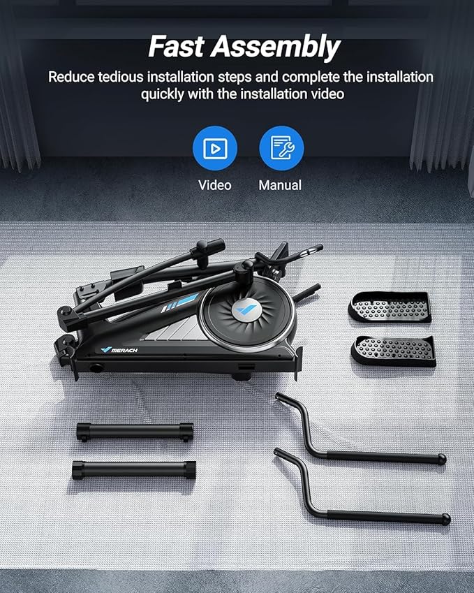 MERACH Elliptical Exercise Machine for Home Use, Elliptical Machine with Hyper-Quiet Magnetic Drive System, 16-Level Resistance Adjustment, 15.5IN Stride, 350LBS Loading Capacity, MERACH App