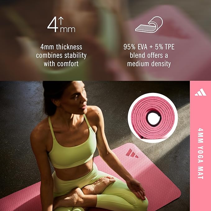 adidas Yoga Mat - Eco Friendly - Non Slip, Durable Textured Surface