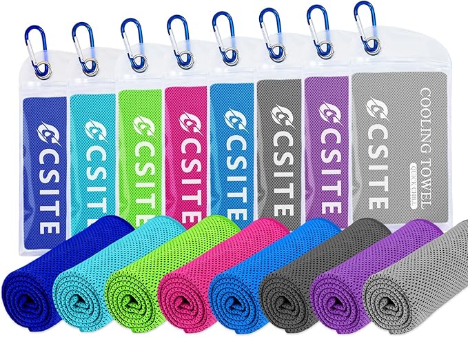 8 Pack (47"x12") Cooling Towels for Neck and Face Bulk, Ice Towel for Hot Weather, Soft Breathable Chilly Gym Towels, Microfiber Towel for Work Out, Yoga, Running, Camping & More Activities