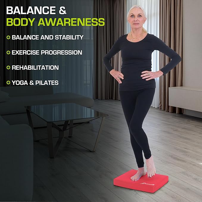 ProsourceFit Exercise Balance Pad, Non-Slip Cushioned Foam Mat & Knee Pad for Fitness and Stability Training, Yoga, Physical Therapy